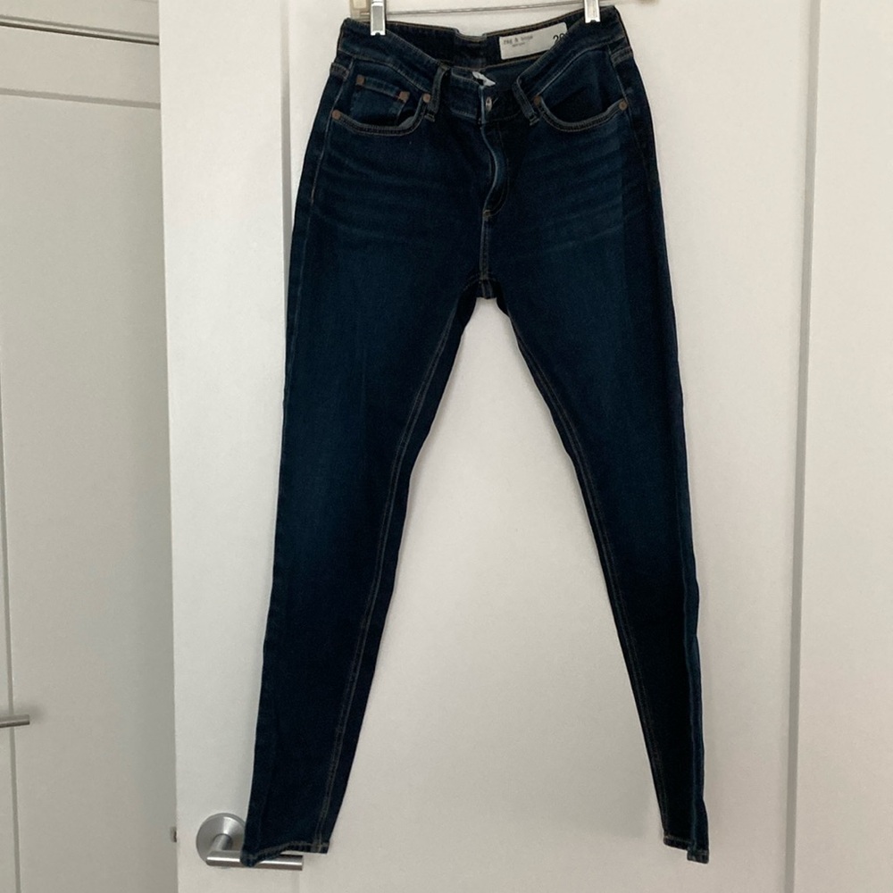 Rag & Bone Dark Blue (Bianca)Dre Low-Rise Slim Boyfriend Jeans